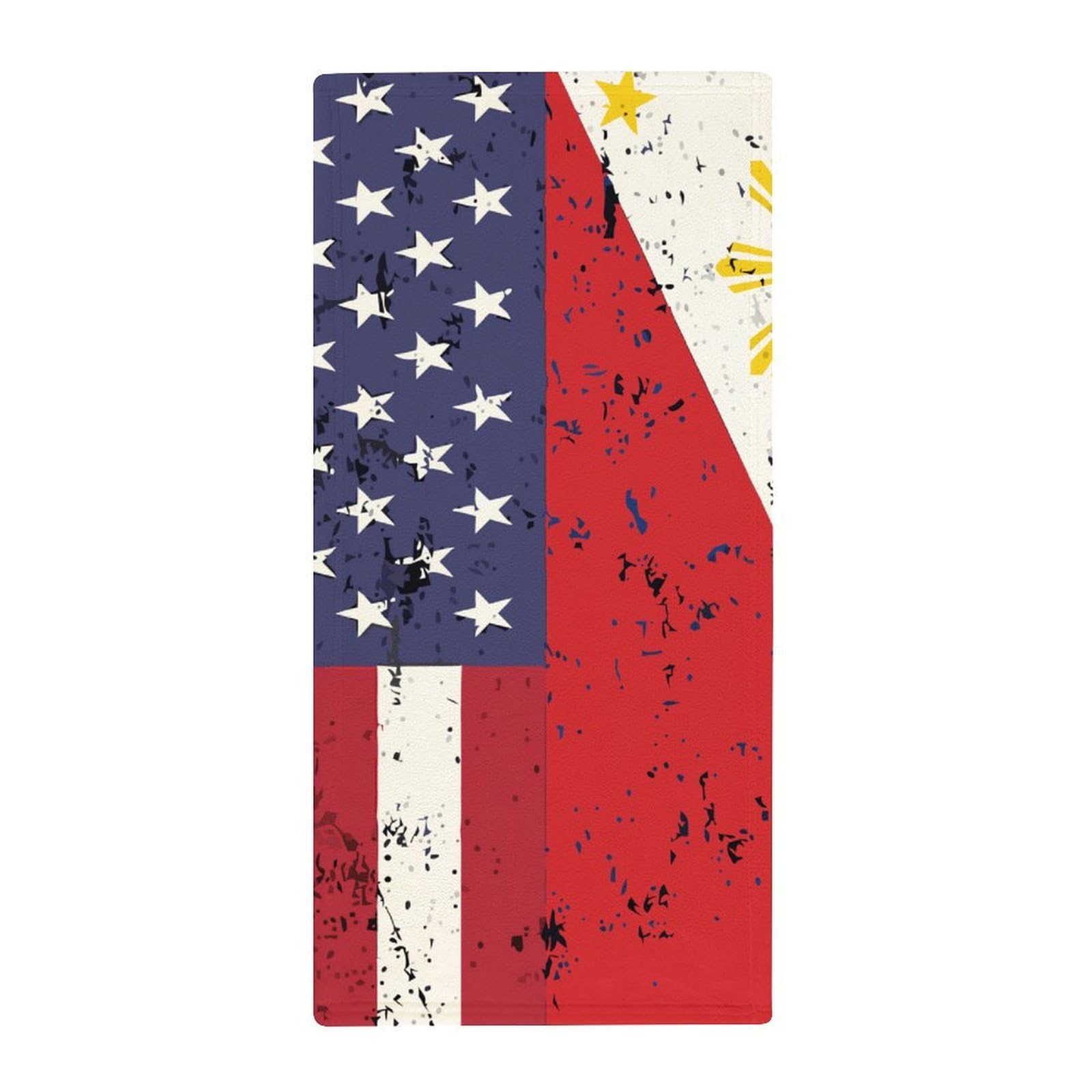 Anceky Quick-Dry Luxury Bath Towels, American Philippines Grunge Flag Ultra Soft Hand Towels for Gym, Pool, Spa & Hotel Bathroom Essentials