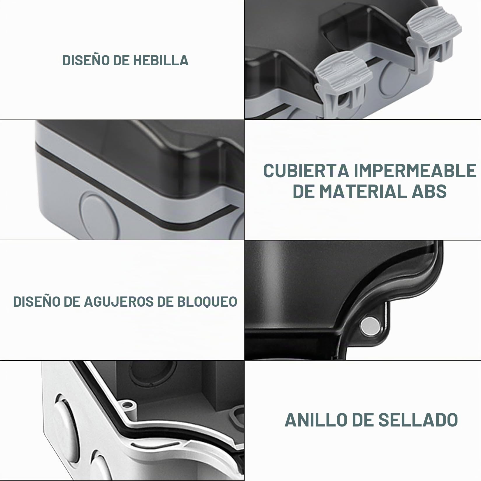 Enchufe exterior con puertos USB, enchufe de jardín, impermeable, IP66, contacto de protección con tapa abatible