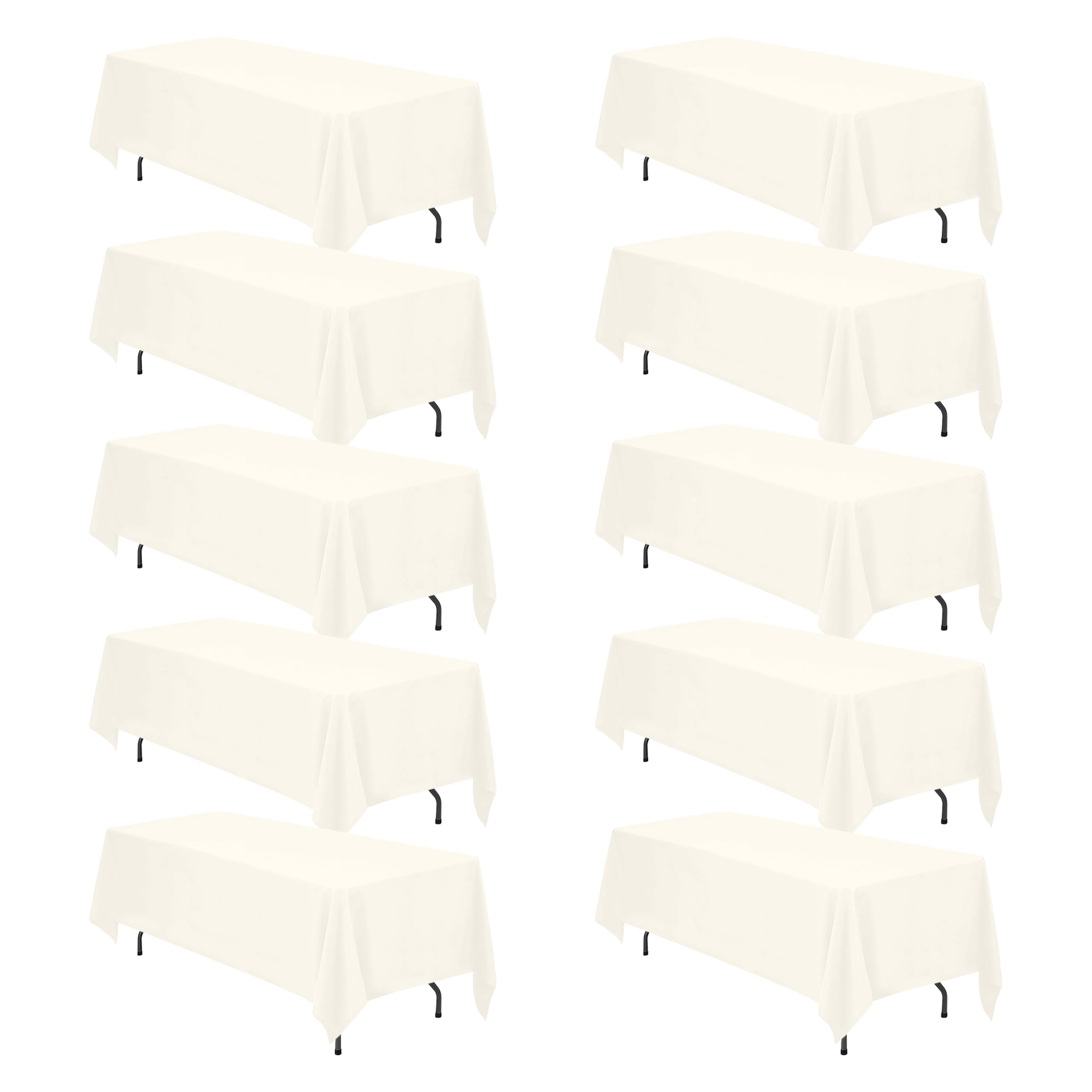 BRILLMAX 10 Pack Ivory Tablecloths 70x120 Inch for 6-8ft Rectangle Tables