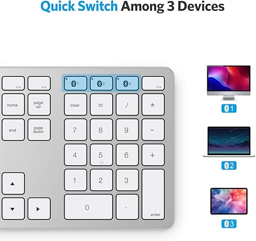 Miniatura 2 de OMOTON Teclado Bluetooth compatible con Mac, con teclado numérico, teclado inalámbrico recargable compatible con MacBook ProAir, iMac, Mac miniPro