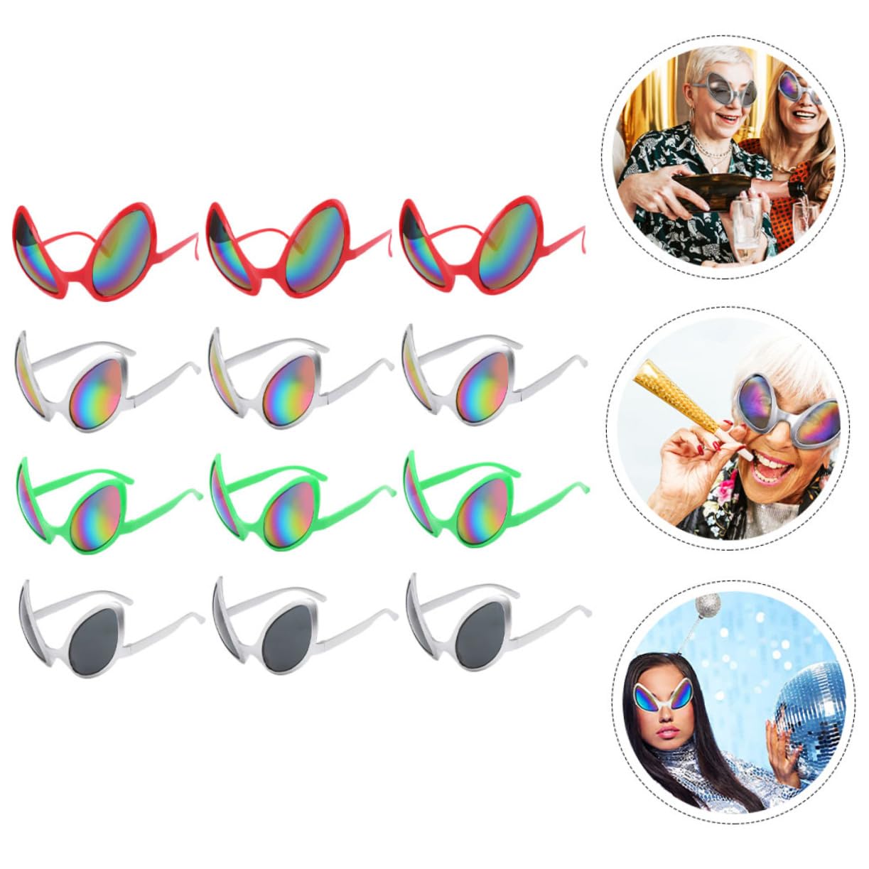 Homoyoyo Alien Costume Accessories 12pcs Funny Glasses for Men Women Halloween Carnival Cosplay Party Unique Prop