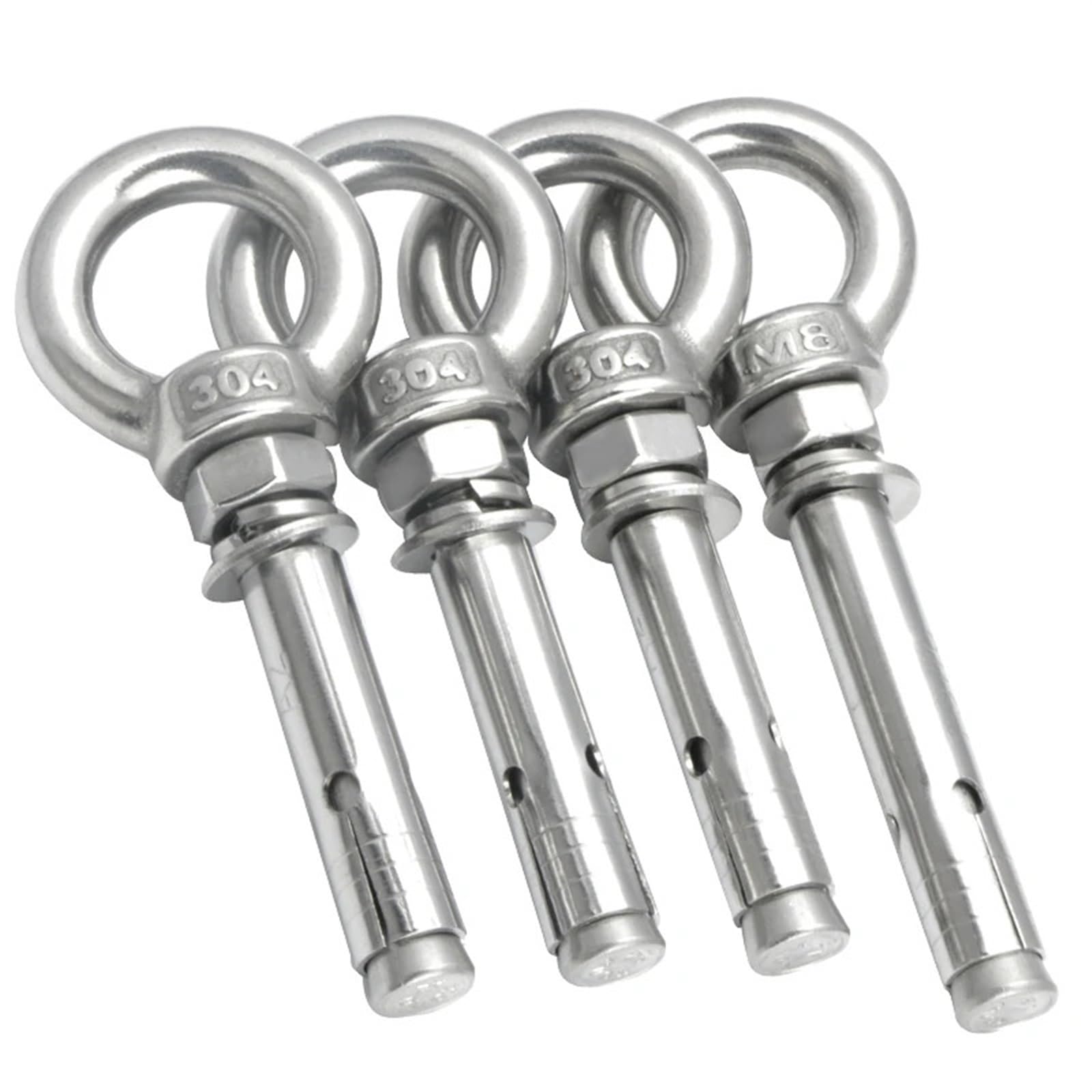 Gancho Tornillo De Expansión Anclaje de manga acero inoxidable 304, perno ojo expansión hormigón, gancho artefacto, tornillos anillo Universal largos(M14X100mm 1pc)