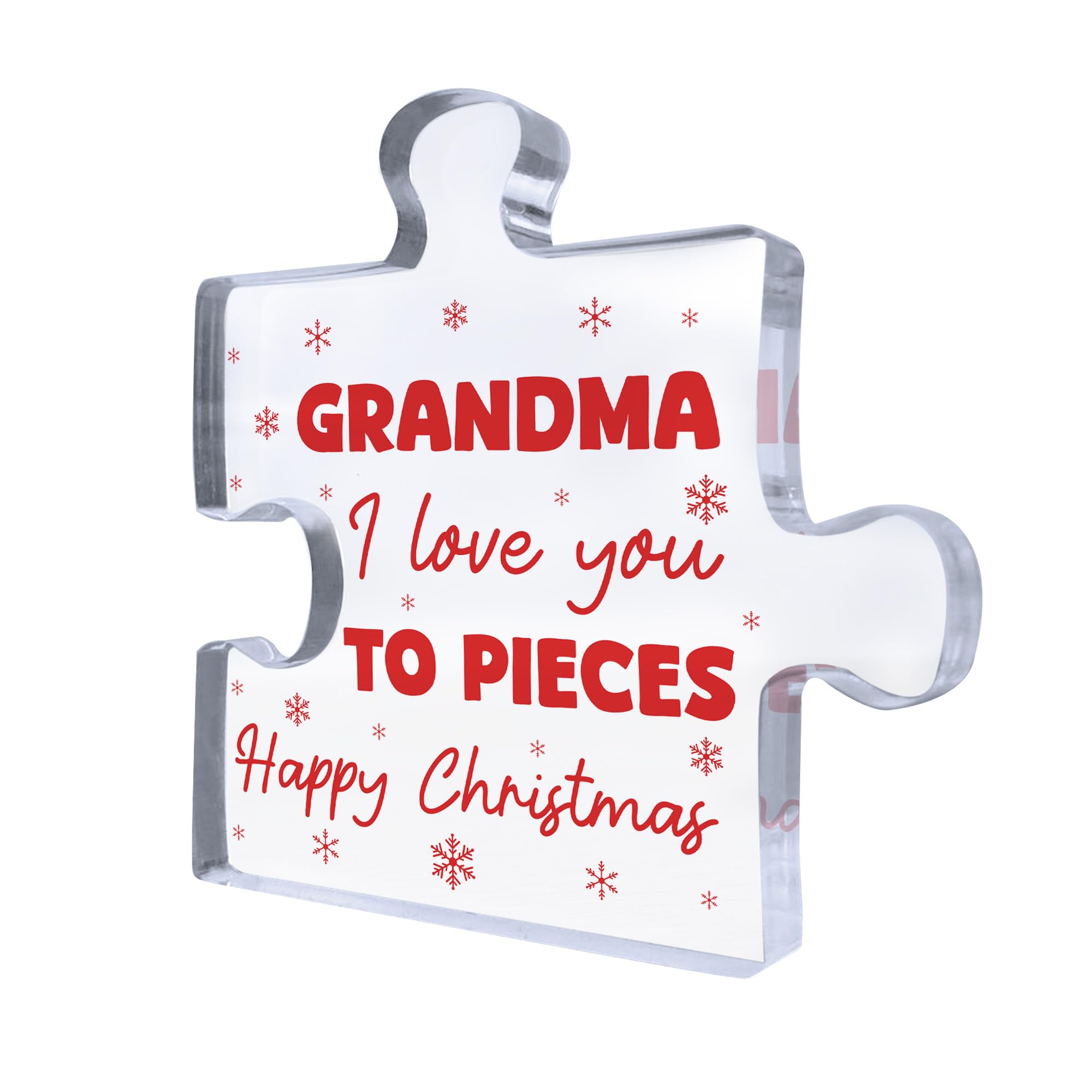 Red Ocean For GRANDMA Happy Christmas For Grandma Acrylic Puzzle Block From Granddaughter Grandson Thank You Her