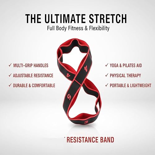 Miniatura 2 de Bandas de resistencia de fitness con asas, banda de resistencia para ejercicios de estiramiento y yoga, bandas ajustables para estiramiento de