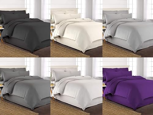 Miniatura 2 de Juego de funda de edredón de 3 piezas con 2 fundas de almohada, 800 hilos, 100% algodón, extra larga, para cama de tamaño individualindividual XL