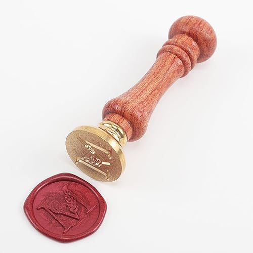 Miniatura 7 de Sello de cera del alfabeto M, sello de cera de hojas de eucalipto con letra M, kit de sello para invitación de boda, sobre, tarjeta de Navidad (M)
