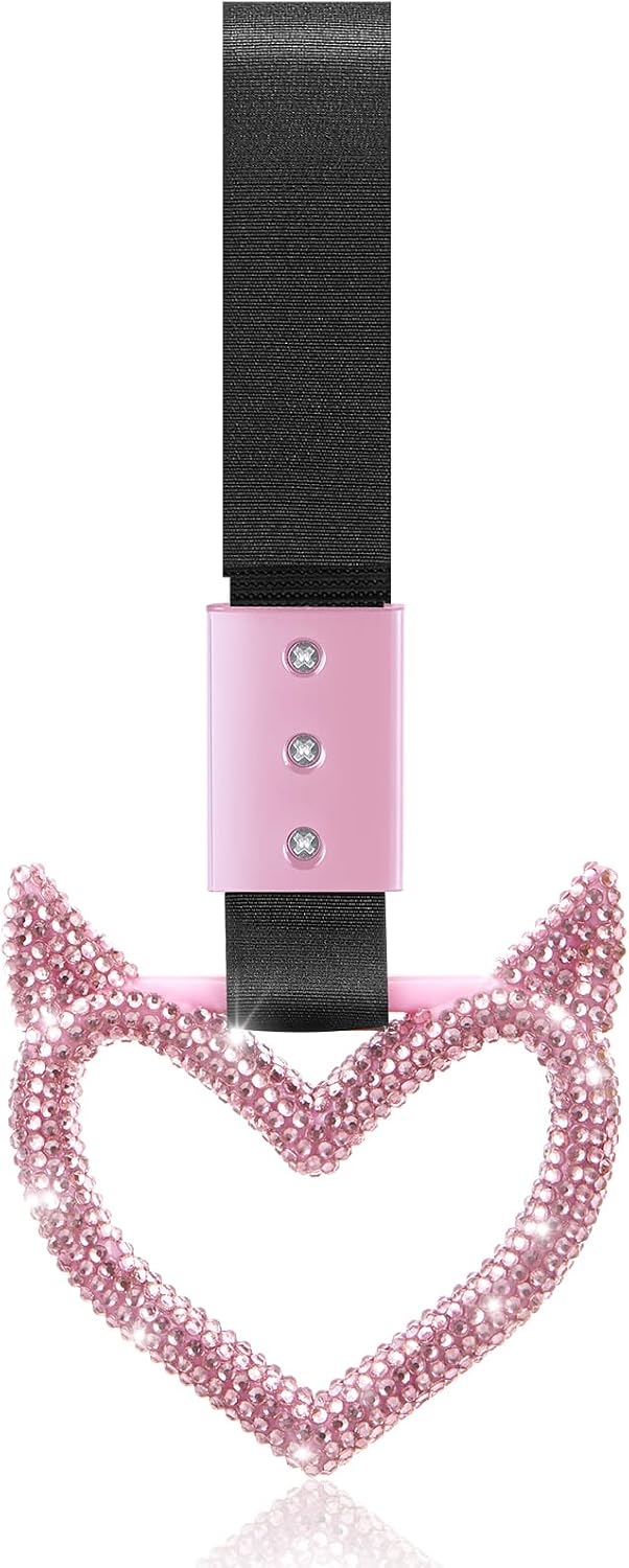 Fabbay Bling Heart Car Handle Strap Drift Charm Car Accessories for Women