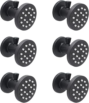 Upgraded Solid Brass Shower Body Sprayer Jets with On/Off Switch, Round Shower Massage Body Sprays Wall Mount Showerhead Adjustable Water VolumeMatte Black, 6pcs
