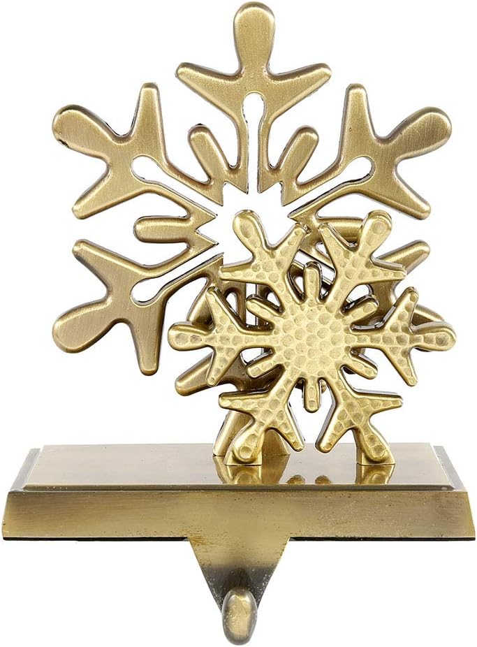 willstar Christmas Stocking Holders for Fireplace Mantle Anti-Slip Reindeer Pine Tree Snowman Snowflake Stand Hanger Sturdy Metal Christmas Decorations (Snowflake-1pc)