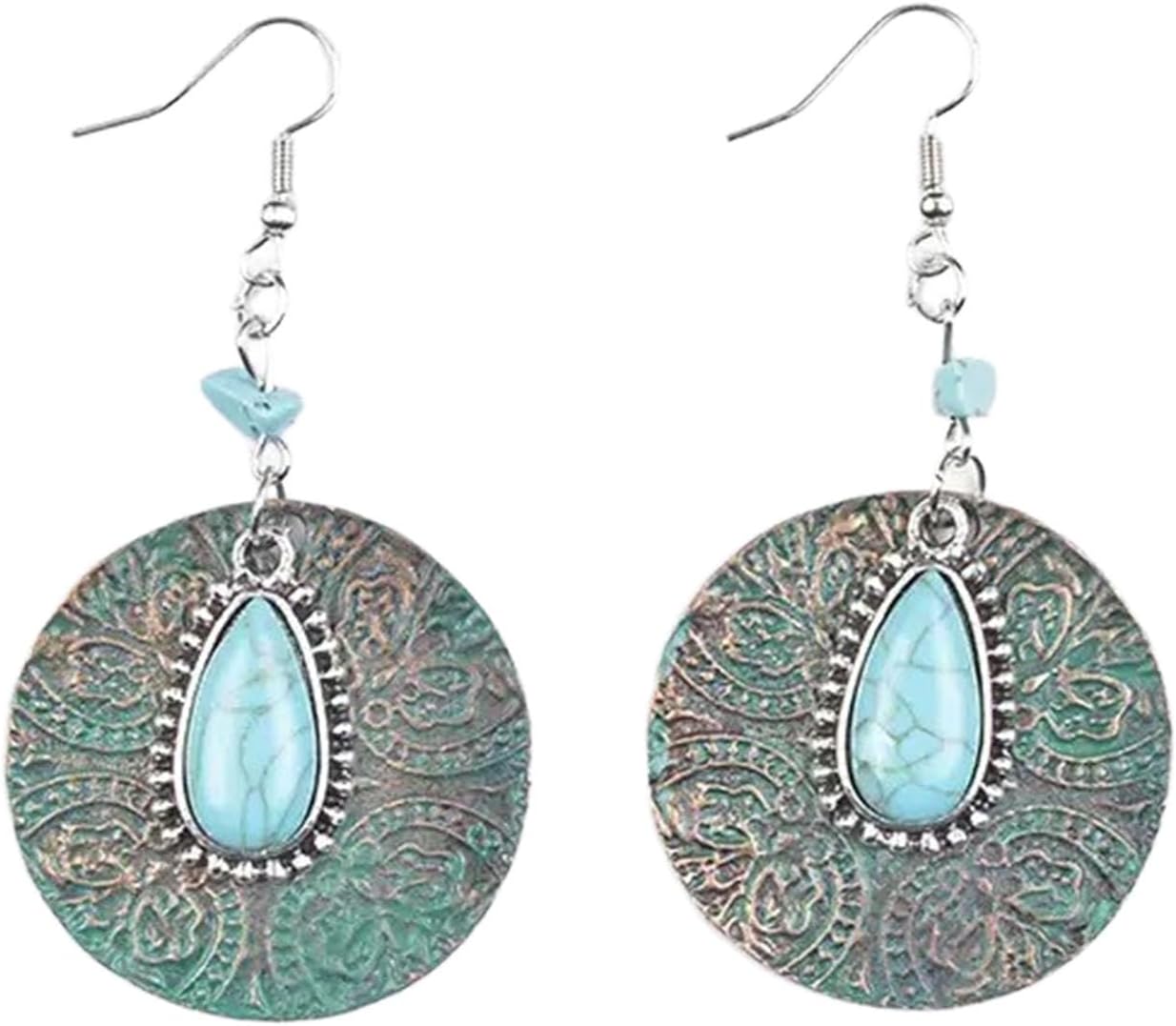 Dragonfly Earrings for Women, Bohemian Copper Turquoise Dangle Earrings, Vintage Hippie Earrings with Lightweight Drop Clusters, Boho Jewelry Gift for Her