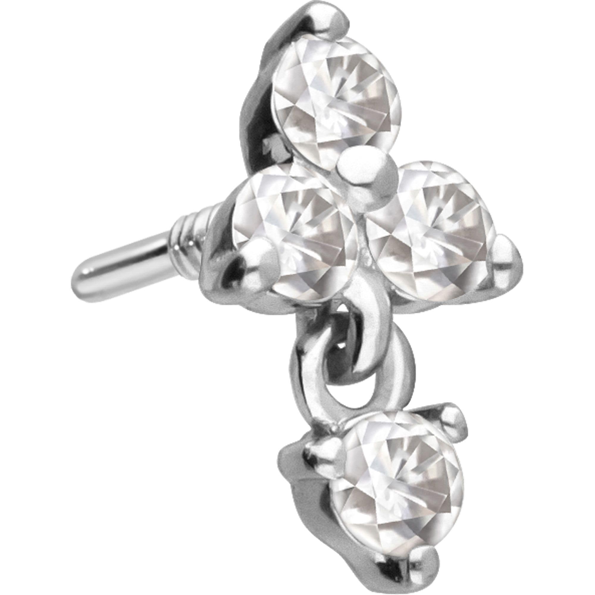 PIERCINGLINE Universal Piercing Schraub-Aufsätze 14 Gold Schraubaufsatz mit Außengewinde MOISSANIT-BLUME + MOISSANIT 585er Gold - Roségoldfarben, Goldfarben, Silberfarben