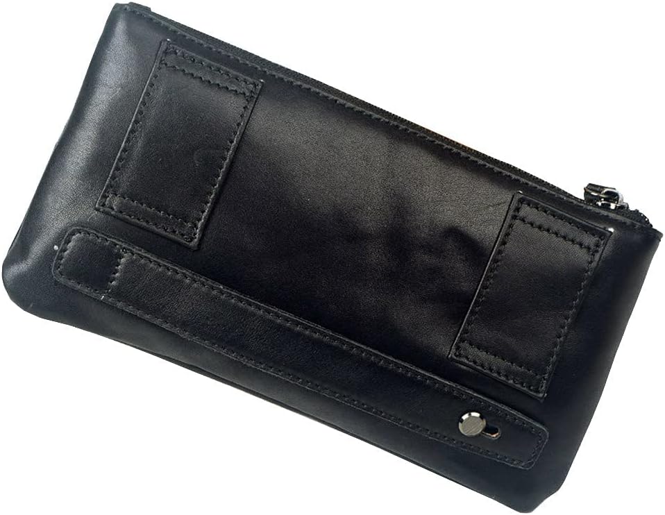 KPYWZER Vintage Leather Waist Bag Fanny Pack for Men Women Hip Bum Bag Belt Slim Cell Phone Purse Wallet Vintage Retro Crossbody Sling Pouch Black
