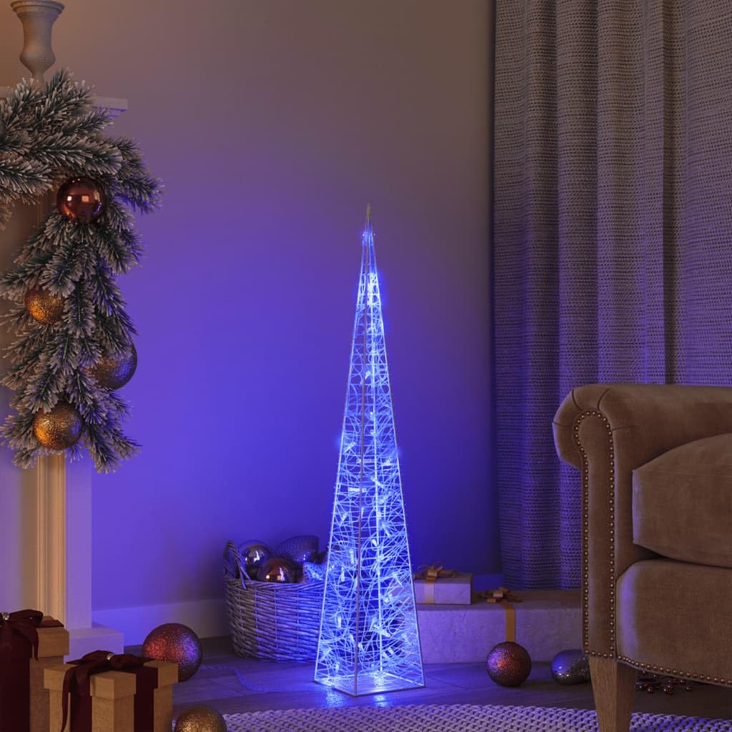 LED-Leuchtkegel Acryl Blau 90 cm mit 45 LEDs und 8 Lichteffekten, wasserdichtes Batteriefach für Innen Außen Weihnachtsbeleuchtung Garten Balkon Terrasse festliche Dekoration