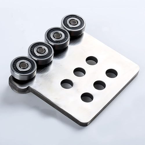 Miniatura 12 de Rodillos de 2 carros de rueda. Montaje de carro de rodamientos. La parte superior del carro tiene espacio para tornillos de ajuste, lo que permite