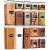 PRAKI Airtight Food Storage Containers Set 16 Pcs BPA Free Plastic Dry Food Canisters for Kitchen Pantry Organization and Storage Ideal for Cereal Flour Sugar Labels MarkerBlack