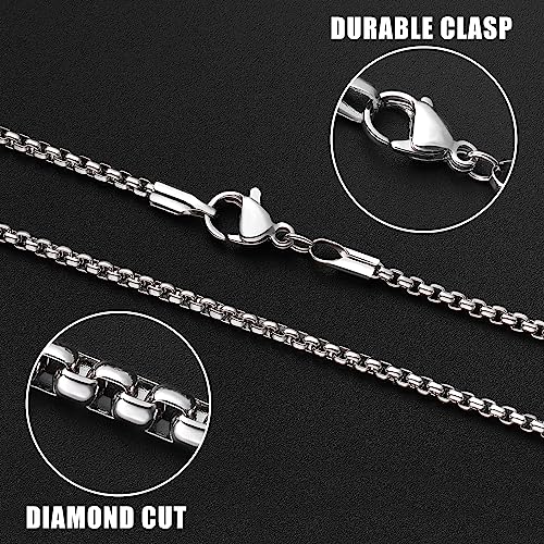 Fiusem Silver Chain For Men, 2Mm Mens Chain Necklaces, Stainless Steel Box Chain Necklace For Men Women And Boys, Mens Necklace 20 Inch #TOP7