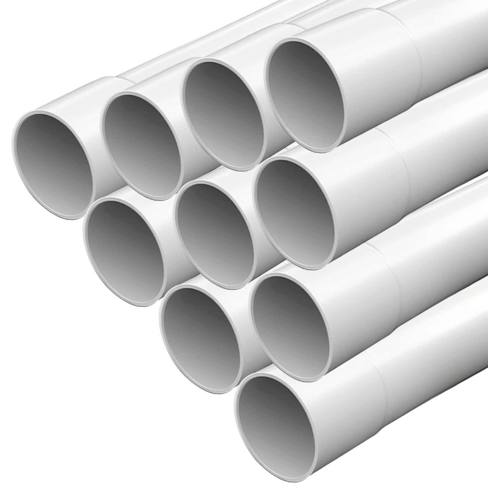 Tubo de instalación M32, 10 m, rígido, PVC, para cable eléctrico, ignífugo, con 20 abrazaderas de cable, tubo de 32 mm para instalación en superficie, color blanco