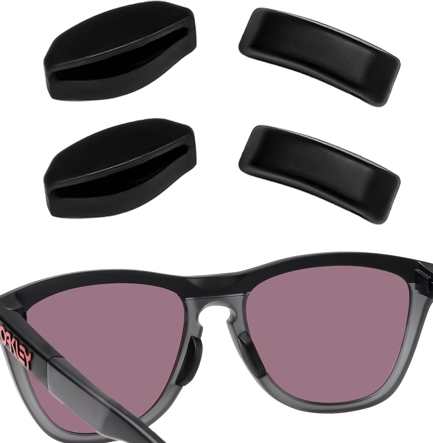 2 Pairs Replacement Nose Pads for Oakley Frogskins Range OO9284/Frogskins Range Asian Fit OO9284A Sunglasses, Black Large Size Nose Piece Guard