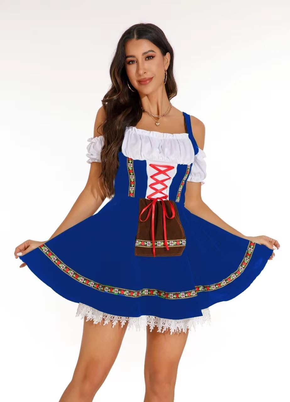 Oktoberfest Costumes Women Velvet Off Shoulder German Oktoberfest Dress for Halloween Carnival October Festival Costume - Image 6