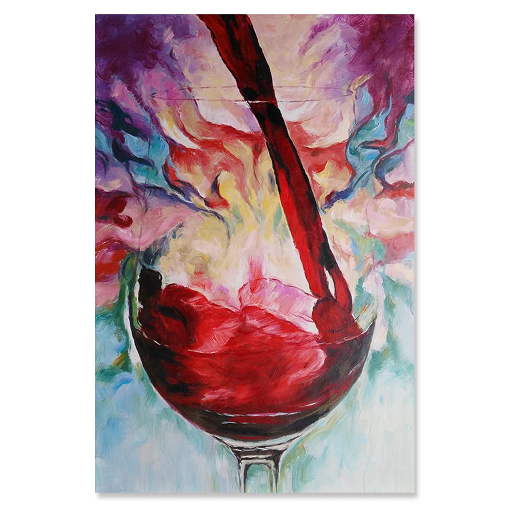 Mintura Arte Arte Pintado a mano El Vino Tinto Vidrio Arte Pared Cuadro Sala de estar Lienzo Acrílico Decoración del Hogar Pinturas al óleo sobre lienzo (140 x 220 cm sin marco)