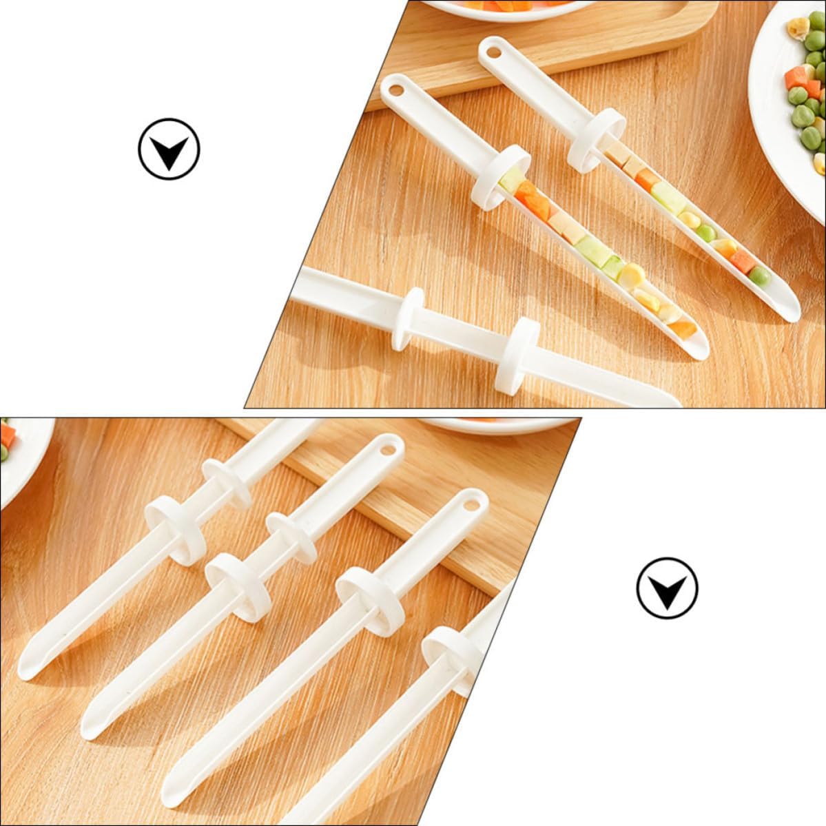 4pcs Kitchen Food Injector for Poultry and Fish, White PP