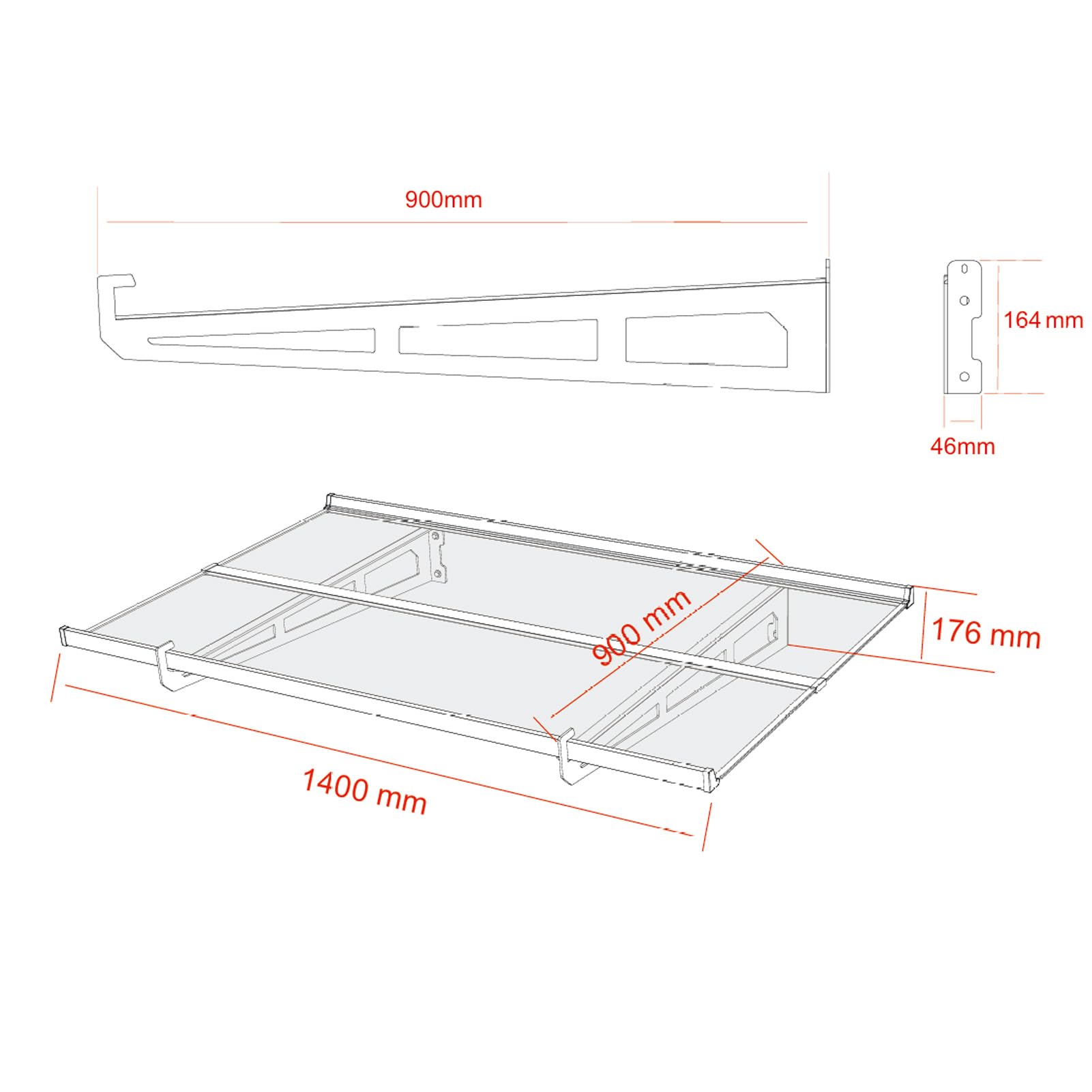 Schartec Aluminium-Vordach P1400 Aluminium-Vordach als Eingangsvordach, Haustürvordach, Eingangsüberdachung, Hauseingangsdach mit edlem Design