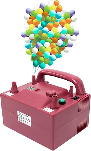 Miniatura 4 de Bomba de globo eléctrica portátil, bomba de globo de aire eléctrica portátil, inflador de aire de globo de doble boquilla con controlador de tiempo