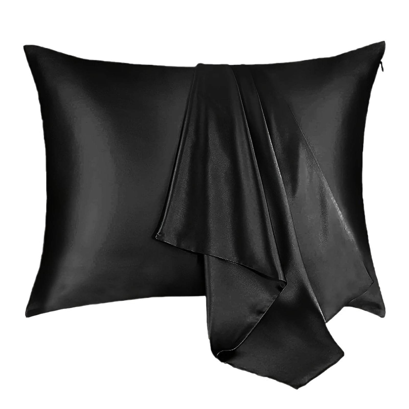 Silk Pillowcase Silky Satin Pillowcase Count For Hair And Skin Breathable Both Sides Satins(Black)