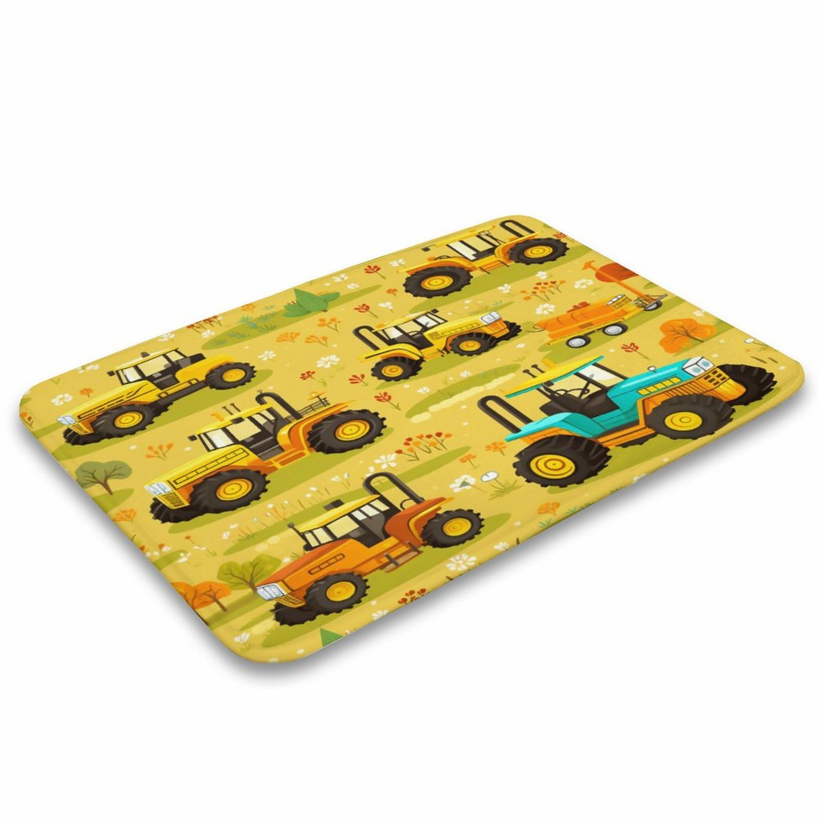 Cartoon Farm Tractor Bathroom Rugs Kids Cartoon Car Carpets Flannel Soft Washable Non Slip Absorbent Shower Carpet for Tub Shower 20