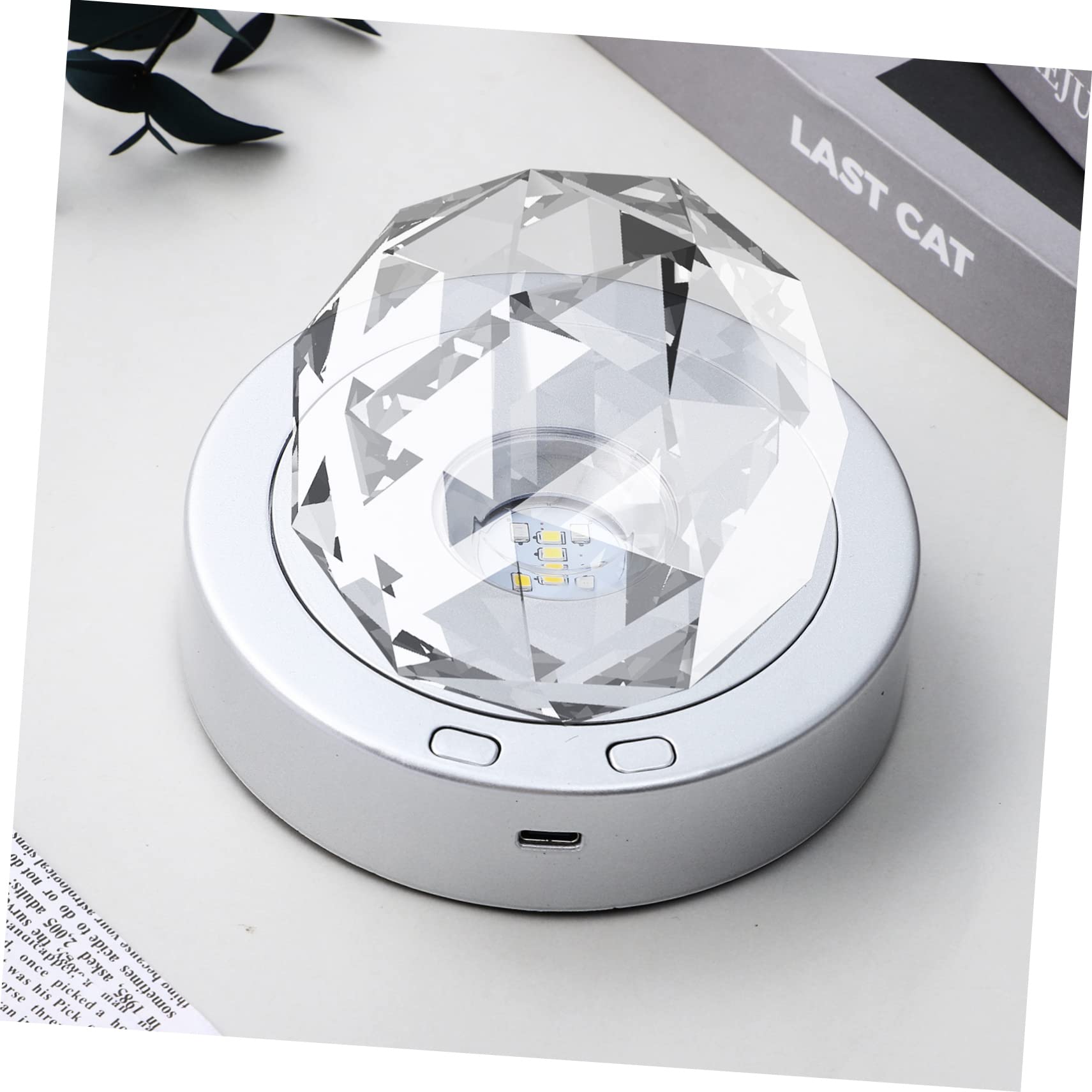 PRETYZOOM Led Stand Base for Crystal Ball Display Rotating Light Bases Warm Light Modes
