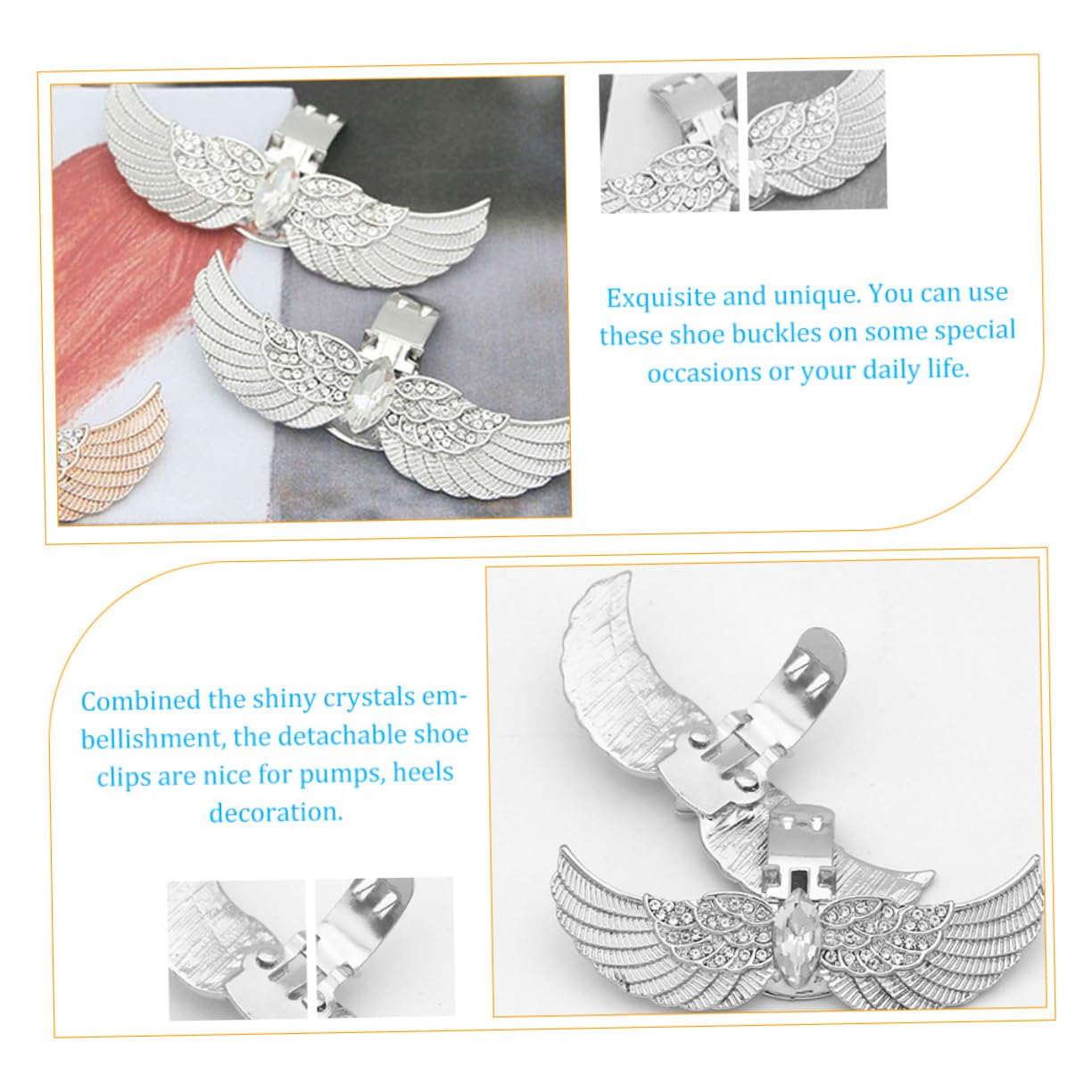 BESTYASH Lot De 4 Pinces À Chaussures De Luxe Pour Escarpins Breloques Décoratives En Cristal Pour Chaussures De Mariage Accessoires De Mode 2 Pièces X 4
