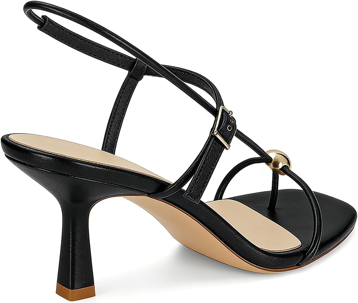 Womens Strappy Kitten Heeled Sandals Square Open Toe Thong Flip Flop Sandals Comfort Summer Dressy Beach Party Shoes