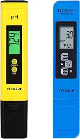 Combo de medidor de pH e TDS da VIVOSUN, 0,05ph, medidor de pH tipo caneta de alta precisão +/- 2% de precisão de leitura 3 em 1 medidor de temperatura TDS EC