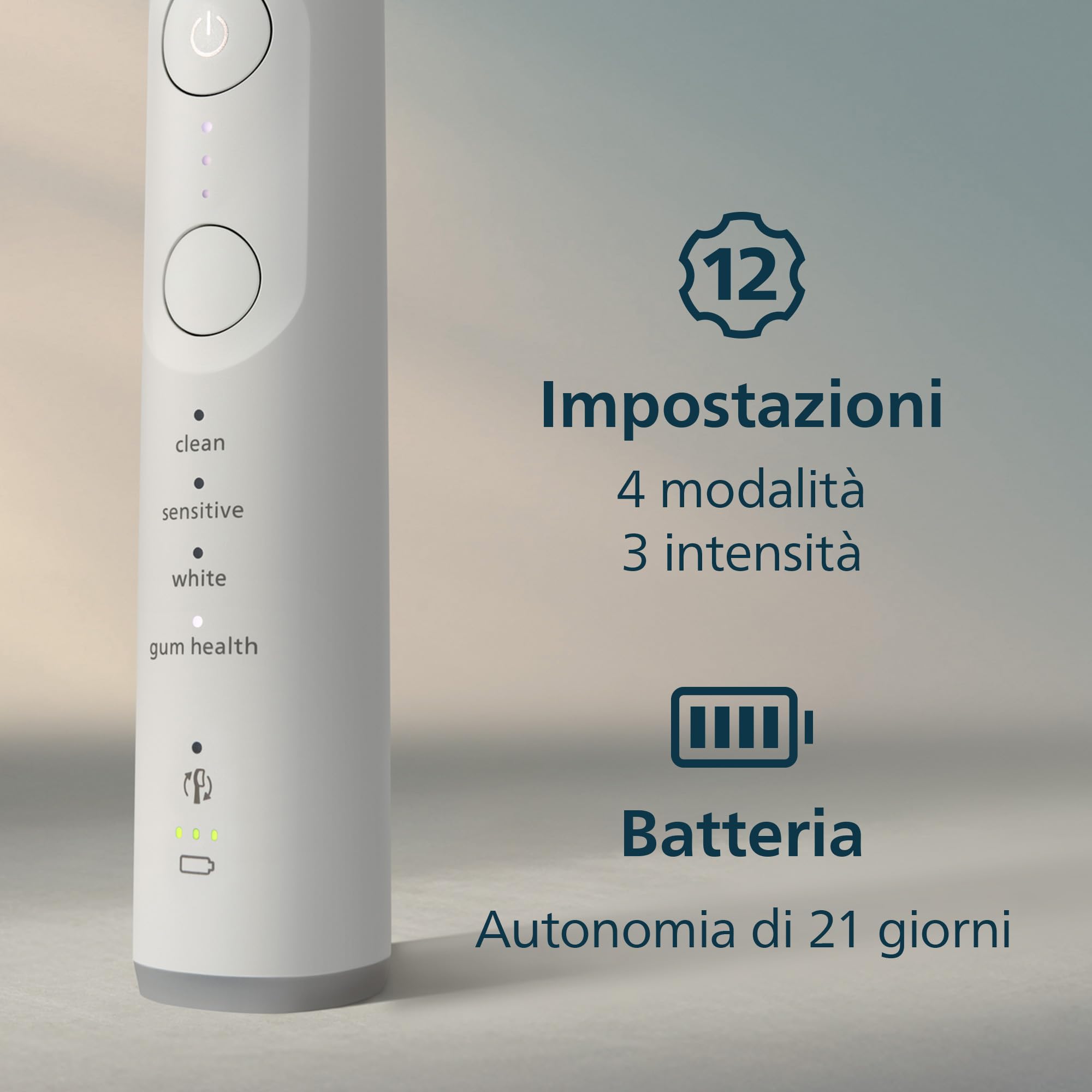 Philips Sonicare 7100, spazzolino elettrico sonico con app, 4 modalità di spazzolamento e 3 livelli di intensità, EasyStart, SmarTimer, bianco, modello HX7420/02 [Nuova tecnologia]