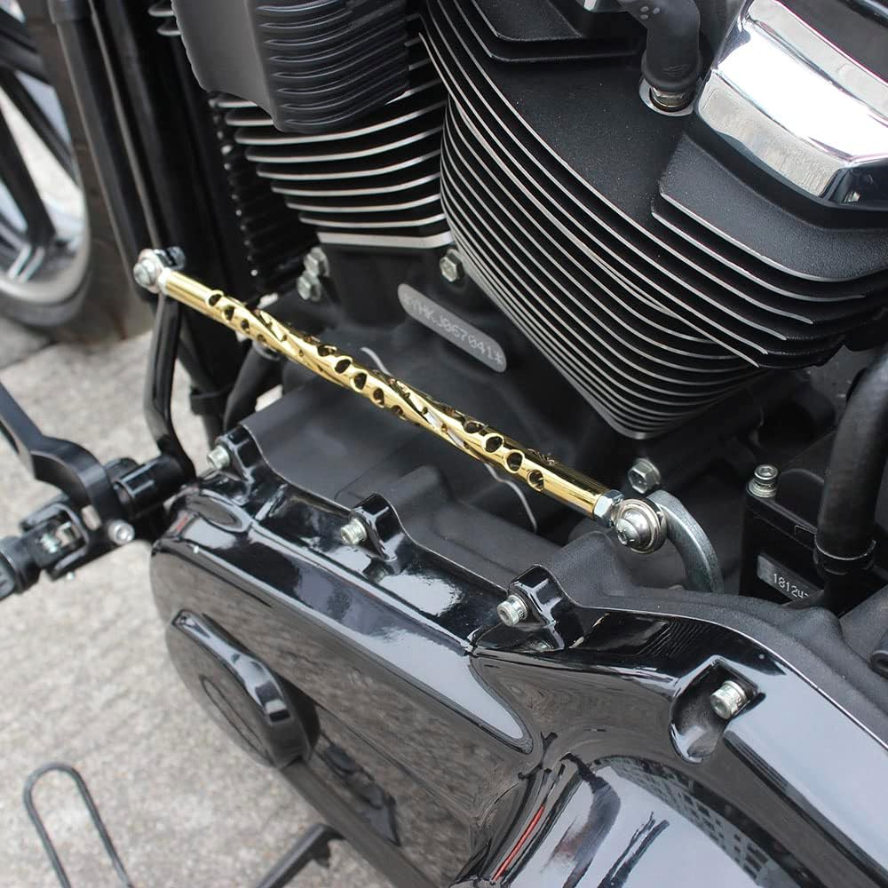 POWER JAMES Gold 11.5" to 12.5" Adjustable, Shift Lever Linkage Rod, Shifter Linkage, Compatible with Harley Davidson Softail and Touring Trike Models