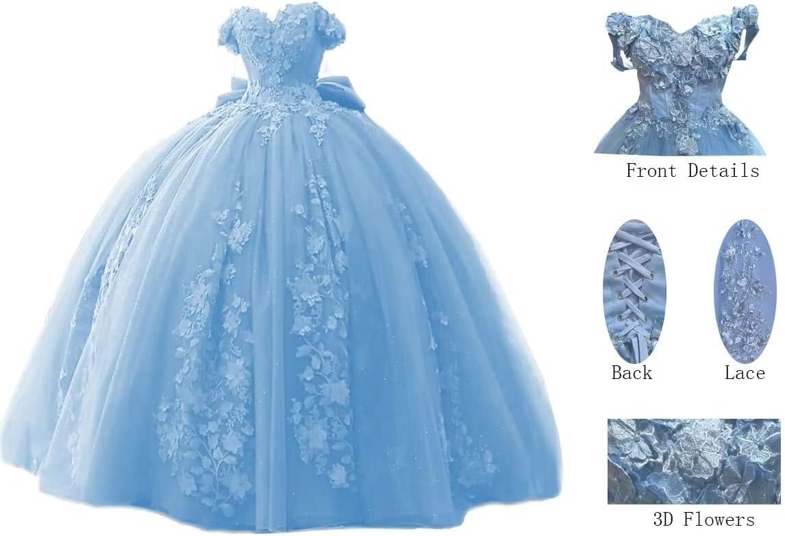 Vestidos de quinceañera con Cuentas de Encaje, Vestido de Baile con Hombros Descubiertos, Vestidos de Fiesta Dulces 15 16 para Mujeres