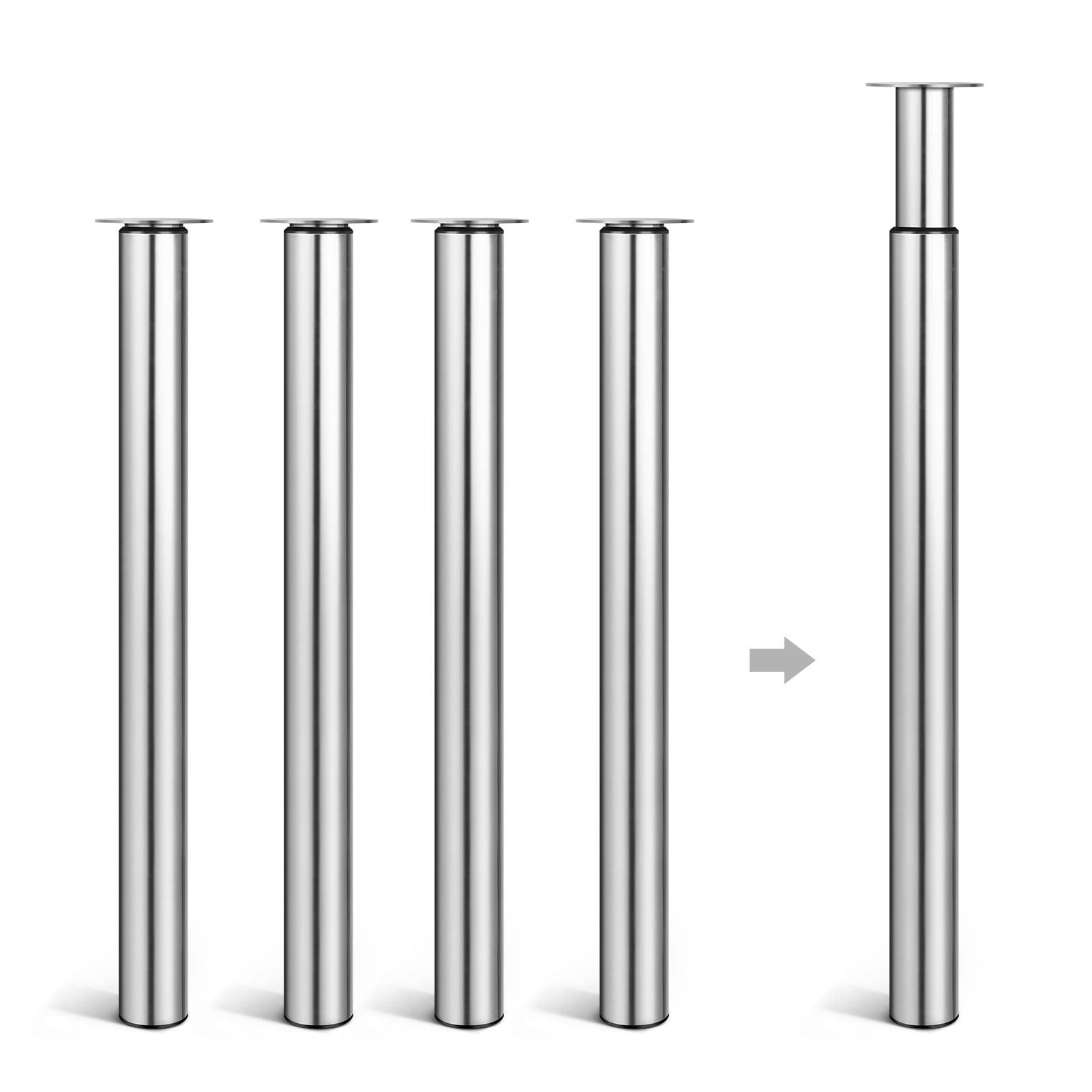 Dhouse 4-Pack Adjustable Metal Folding Desk Legs 710-1100mm for Furniture, Coffee Table, Dining Table - 60mm Diameter (Chrome Plated)