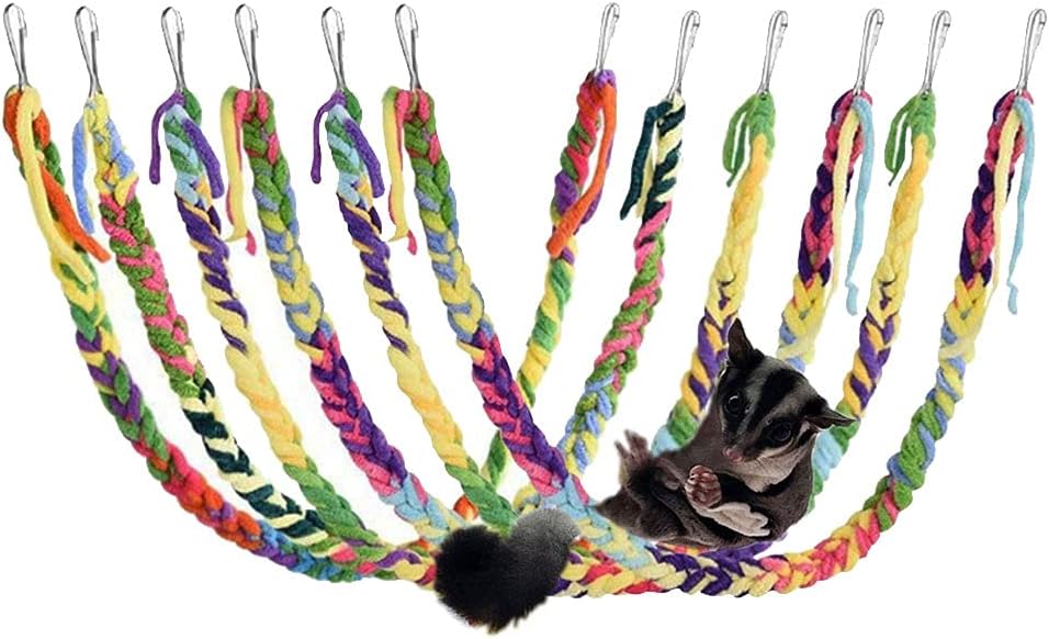 Handmade Hanging Sugar Glider and Rat Toys for Climbing/Exercising/Jungle Exploration, Cage Accessories, Random Color, 6 Pack