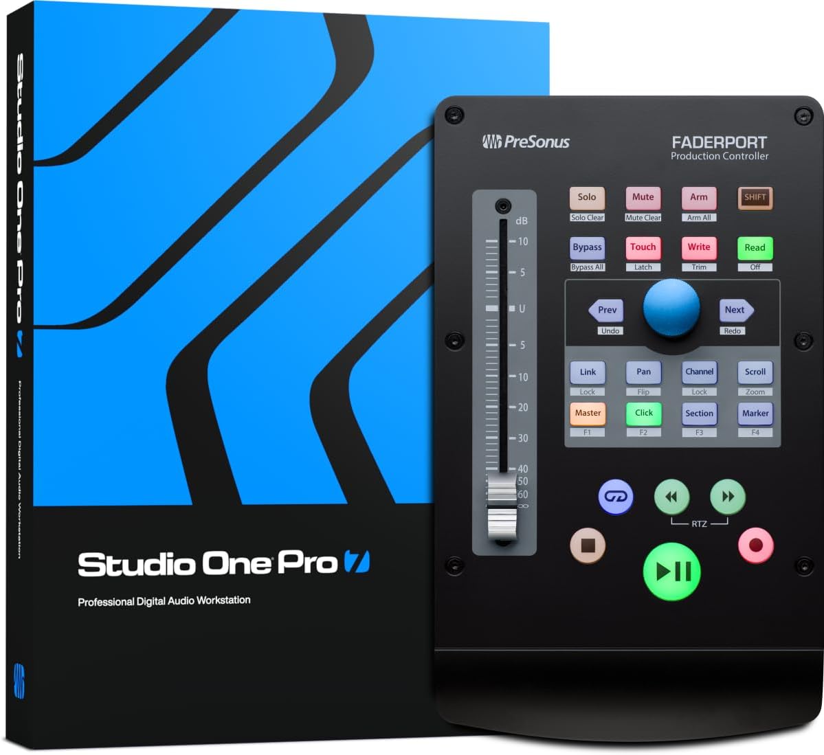PreSonus FaderPort, DAW Mix Music Production Controller with Studio One Artist, Ableton Live Lite, Software Bundle For Recording, Streaming and Podcasting