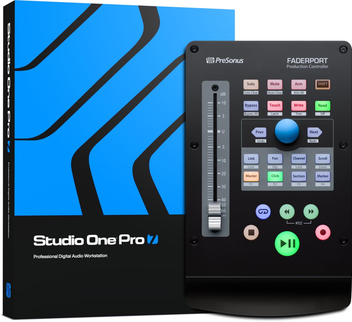 PreSonus FaderPort, DAW Mix Music Production Controller with Studio One Artist, Ableton Live Lite, Software Bundle For Recording, Streaming and Podcasting