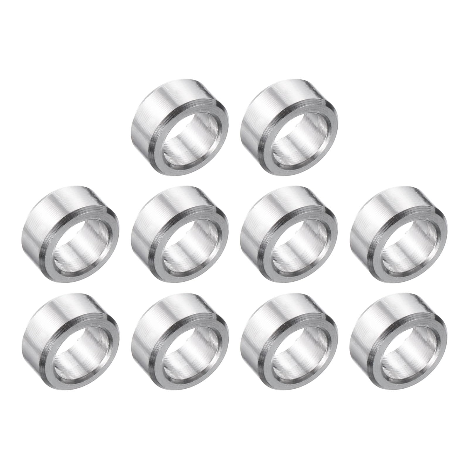 uxcell 10 Pcs Stainless Steel Spacer 1/4" Bore x 3/8" OD x 3/16" Length Screw Bushing Plain Finish Round Metal Spacer for 1/4" Screws Bolts and Rods