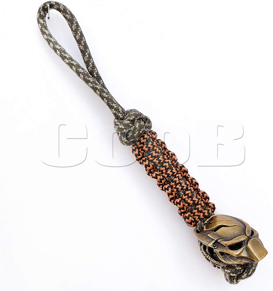 CooB EDC Paracord Knife Lanyard with Solid Metal Paracord Bead Pendant Alien & Predator Head #2. Keychain Knives Lanyards
