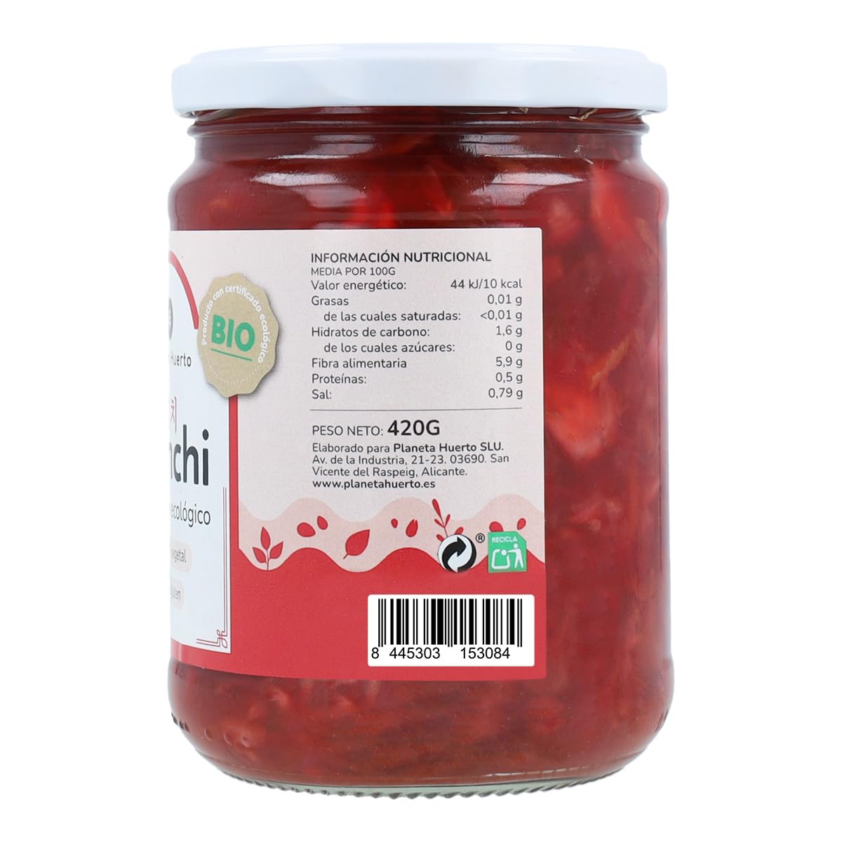 PLANETA HUERTO | Pack 12x Kimchi ECO 420 g – Kimchi Fermentado Vegano con Col, Zanahoria y Remolacha, Ecológico, Rico en Probióticos Naturales y Fibra para la Salud Digestiva