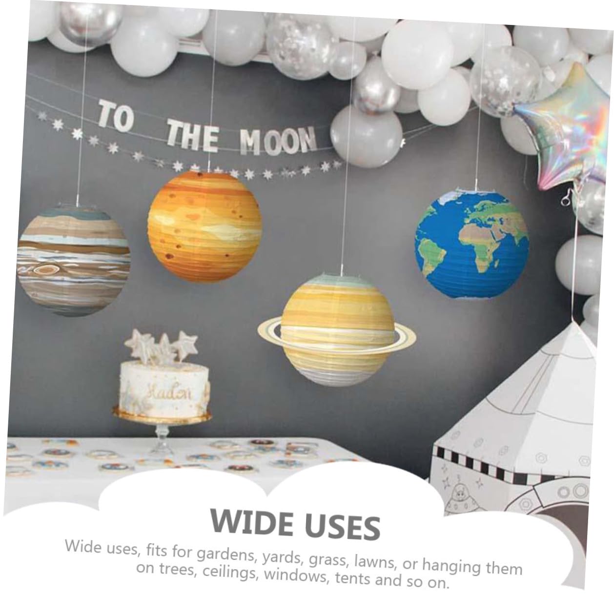 Housoutil 8 Stück Papierlaternen Planeten Motiv Hängende Dekoration für Kinderzimmer Weltraum Party Mehrfarbig Langlebig und Reißfest