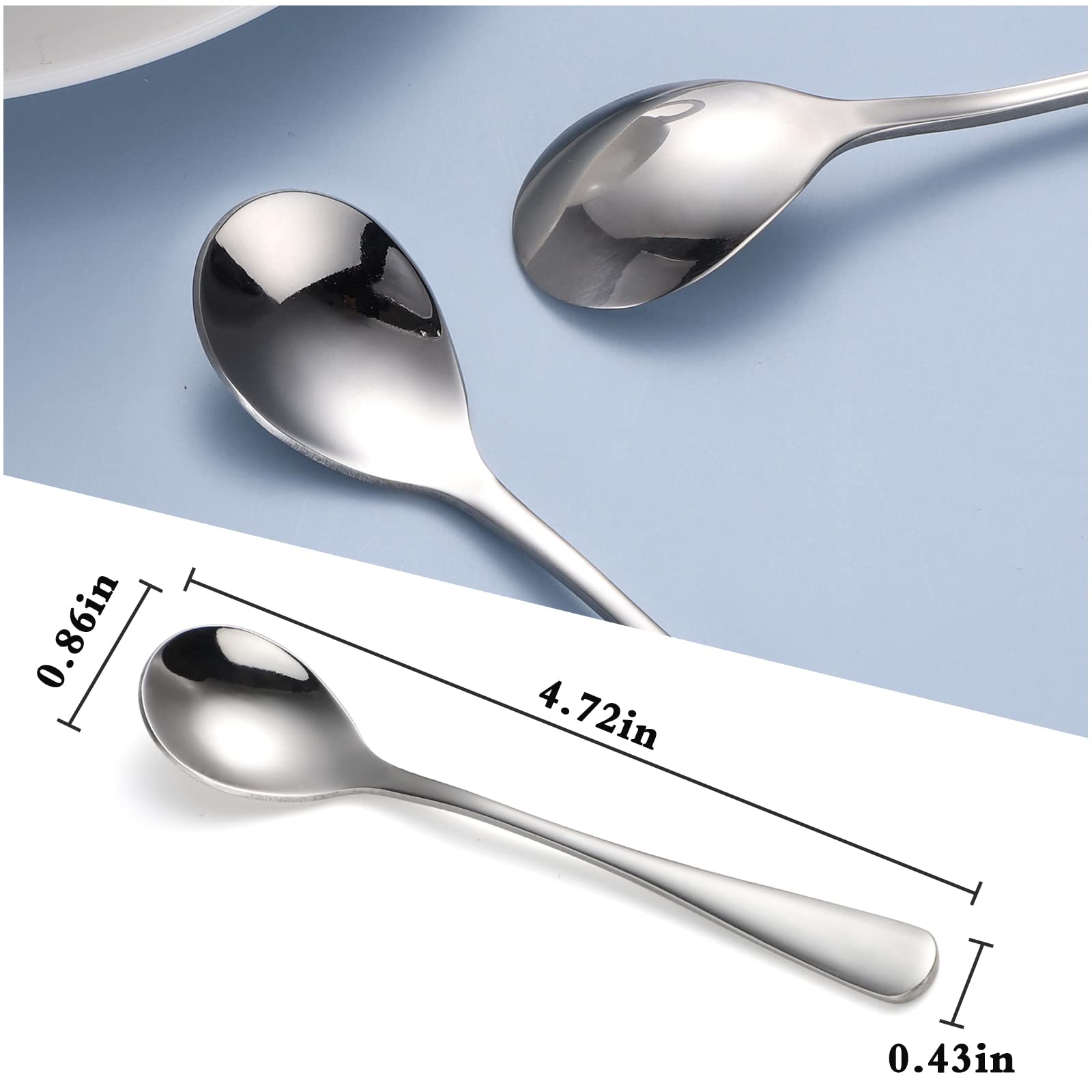 Egg Spoons Set Little Stainless Steel Spoons for Soft Boiled Egg Breakfast (6), Silver - Image 2
