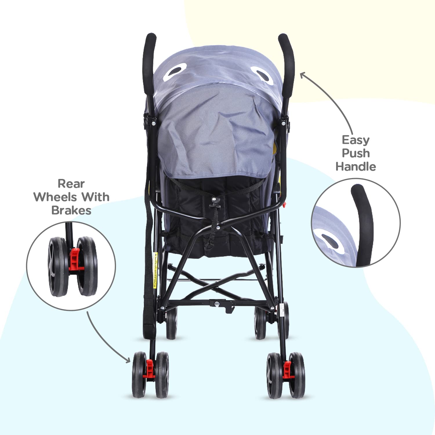 Mee Mee Baby Stroller for Infants 0-3 Years - Lightweight, Easy Fold, 360° Swivel Wheels, Multi-Recline, 5-Point Safety Harness (Yellow) 3