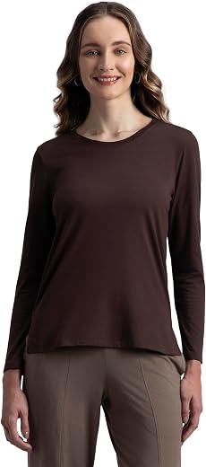 Jockey A140 Women's Super Combed Cotton Rich Relaxed Fit Solid Round Neck Full Sleeve T-Shirt