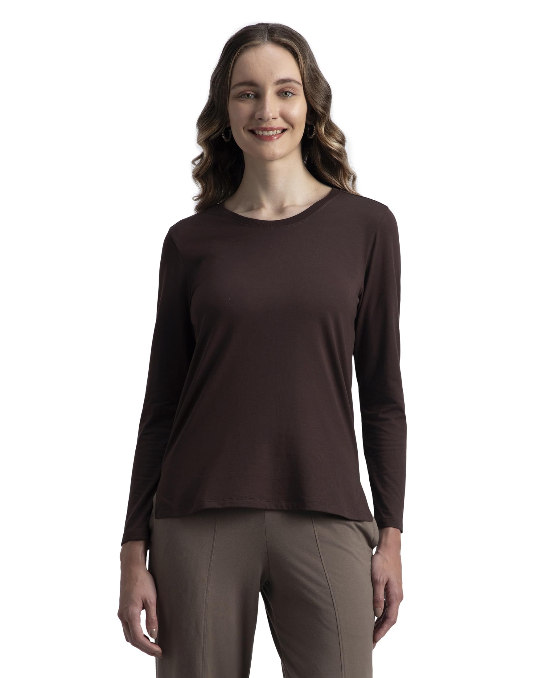 jockey A140 Women's Super Combed Cotton Rich Relaxed Fit Solid Round Neck Full Sleeve T-Shirt-picture-28