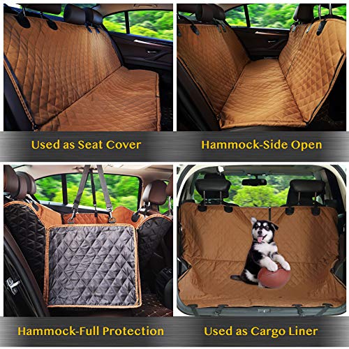 K Knodel Dog Seat Cover, 100% Waterproof Car Seat Cover For Pets, Pet Seat Cover Dog Hammock, Heavy Duty Scratch Proof Pet Back Seat Covers, Zippered Side Flaps For Cars, Trucks And Suvs (Brown) #TOP3