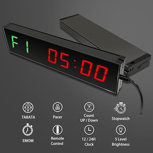 Miniatura 4 de Reloj despertador digital de pared de 12 pulgadas para entrenamiento de intervalos con cronómetro de cuenta regresivaarriba, temporizador de